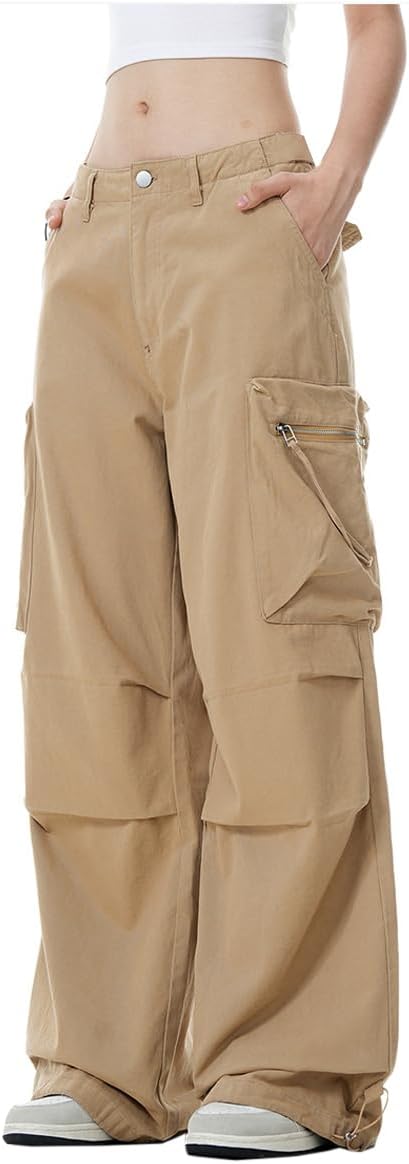 WZIKAI Womens Parachute Cargo Pants Y2K Baggy Cargo Pants Wide Leg Casual Joggers with Pockets - Image 2
