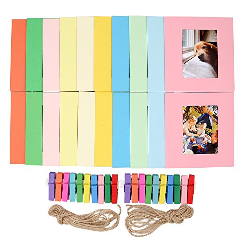 Ablus 20Pcs Paper Photo Frame Set for Fujifilm Instax Mini 7s 8 8+ 9 25 26 50s 70 90 Instant Camera Film (3-inch, Rainbow)