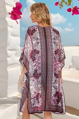 Image of Kimonos for Women Summer Cardigan Chiffon Floral Cover up Loose Casual Top Blouse