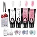 Kit de Uñas de Gel, Luckyfine Extensión de Uñas Kit, Esmaltes de Gel Uñas Semipermanente, 4 x Polygel para Pintauñas, 1 x Top Coat, 1 x Base Coat, 100 x Tips, 1 x Limpiador de Uñas, 1 x Pincel