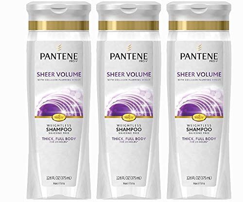 Pantene Pro-V Sheer Volume Shampoo, Thick Full Body for 24 Hours - 375 ml / 12.6 Fl.Oz - 3 Count