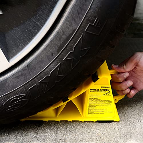 leadstand KFZ-Unterlegkeile, rutschfeste Unterseite, Wohnmobil, Anhänger, gelber Kunststoff, geeignet für die meisten Reifengrößen (2)