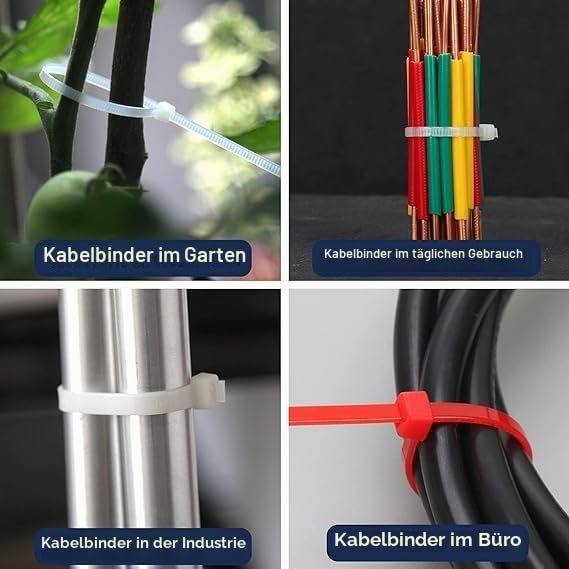 XINGO 1000 Stück Kabelbinder Grau, 200mm x 4.8mm, 22,7 kg Zugfestigkeit, UV-beständig, Selbstsichernde Kabelbinder für drinnen und drauße – Ansicht 5