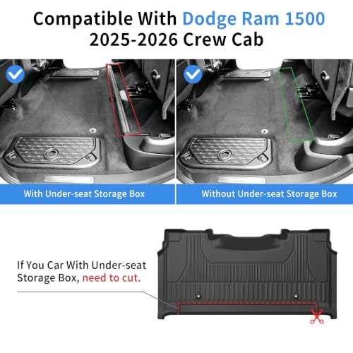 Image of Floor Mats Fit for Dodge Ram 1500 /1500 RHO Crew Cab 2025 2026, Black