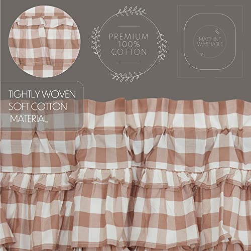VHC-Brands-Annie-Buffalo-Portabella-Check-Farmhouse-Ruffled-Prairie-Swag-Curtain-Set-36x36x18 VHC Brands Annie Buffalo Portabella Check Farmhouse Ruffled Prairie Swag Curtain Set 36x36x18