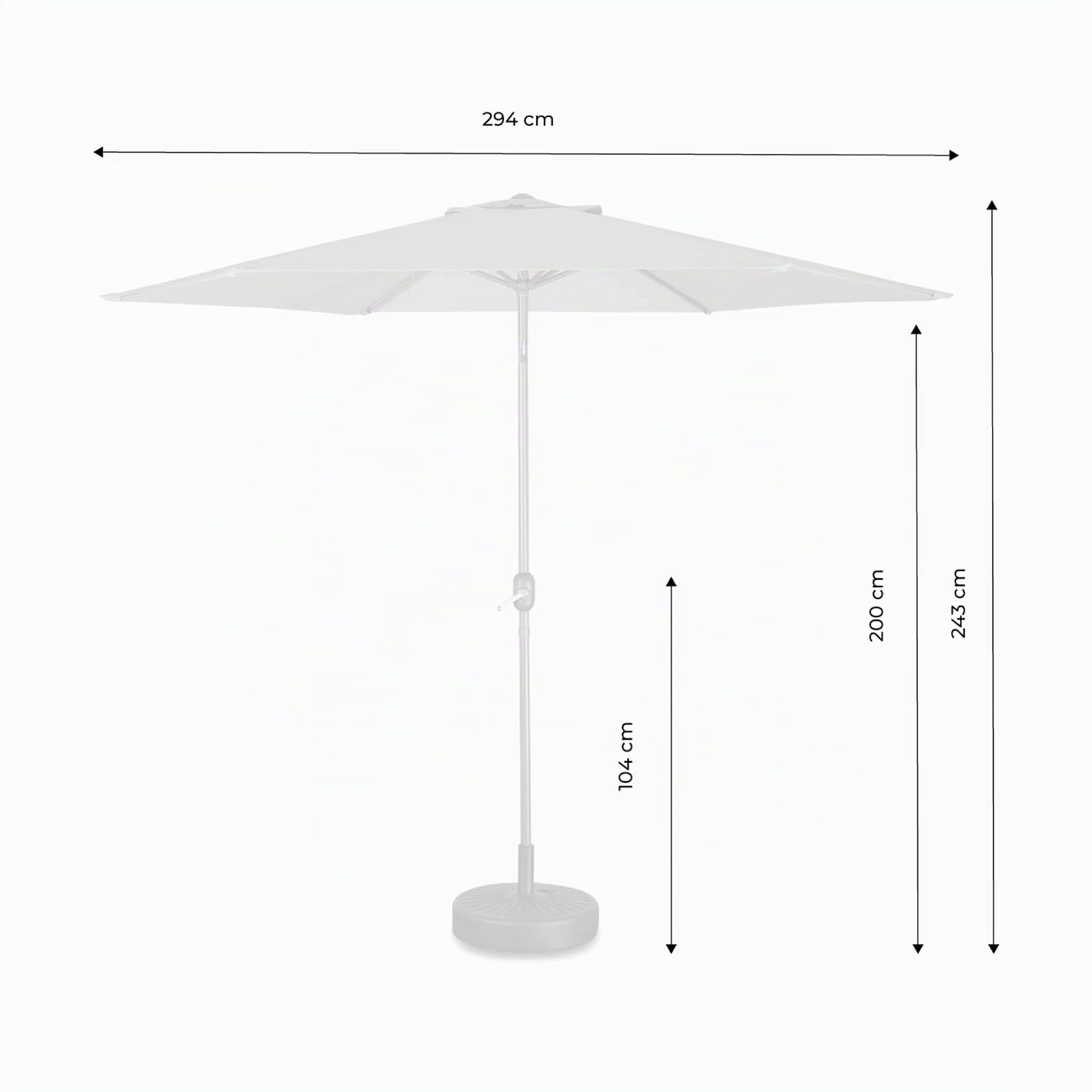 Alice's Garden - Parasol droit rond Ø300cm - Touquet Taupe - mât central en aluminium orientable et manivelle d'ouverture