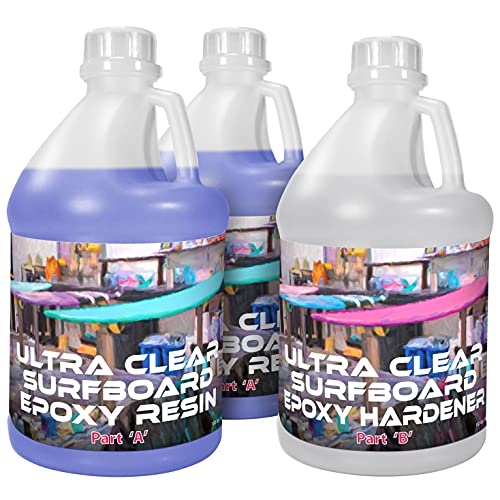 SOLAREZ Ultra-Clear Two-Part Surfboard Epoxy Resin 1.5 Gal Professional Laminating Resin ~ Perfect Sandability, Low Viscosity, High Gloss, 2 :1 Mix, Ultra-Clear, Optic High Durability, Made in the USA