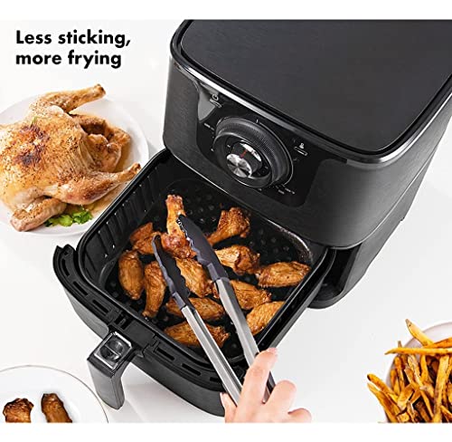 Image of Reusable Air Fryer Liners, 2 Pack Air Fryer Liners Mats, Non-Stick Basket Mat Deep Pad Replacement for Parchment Paper Anti-Oil Bottom Air Frying, Steaming and Oven Baking (Square - 8.5 INCH)