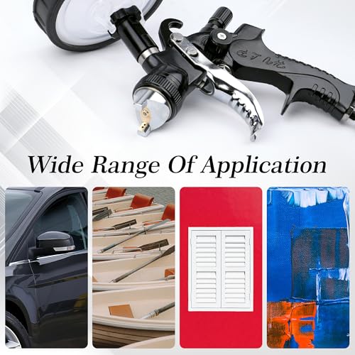 Image of HVLP Spray Gun with 10Pcs 600ML Disposable Paint Cups, Automotive Gravity Feed Paint Spray Gun Kit with Air Compressor Regulator for Auto (Black) (Black)