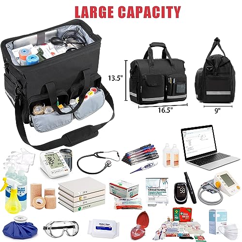 Image of Rolling Medical Bag Nurse Doctor for Women for Work Rolling Duffle Bag Family Prosessional Nursing Bag with Laptop Compartment Home Health Physical Theraphy Bag Hiking Team Police Army Scout Portable