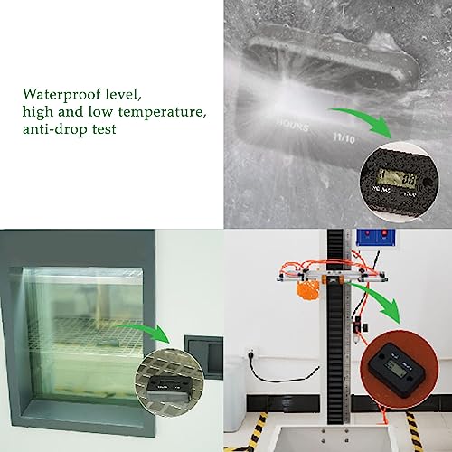 Yooreal digitaler induktiver Betriebsstundenzähler wasserdicht IP68, funktioniert auf verschiedenen ZTR/Reitrasenmäher, Landtrimmer, UTV-Freischneider, Traktor, ATV-Boot (HM006A Black)