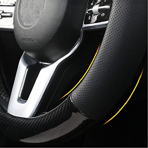 Laplata Steering Wheel Cover,Carbon Fiber Leather Breathable Anti-Slip Odorless Universal 15 Inch (Black) #TOP3
