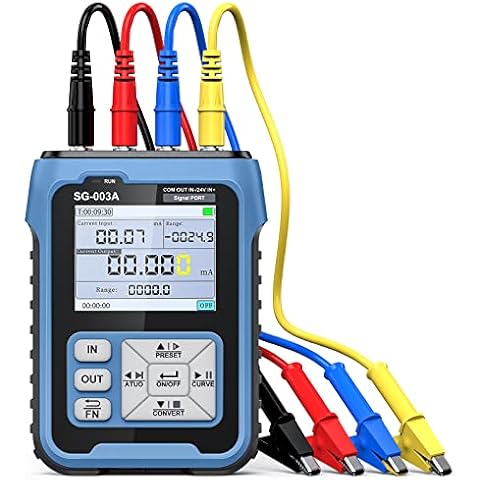 Riiai Upgraded 4-20mA 0-24V Current Signal Generator, Current Voltage Adjustable Analog Simulator, Real-time Curve, Multiple Signal Types, 3000mAh USB Rechargeable, Preset Value, for PLC Testing Cover