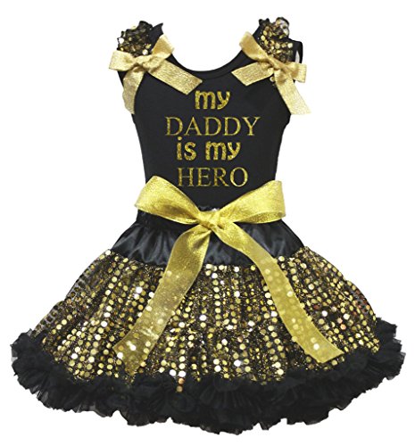 Vestido negro de camiseta Bling Daddy con falda oro de lentejuelas para fiestas de cumpleaños