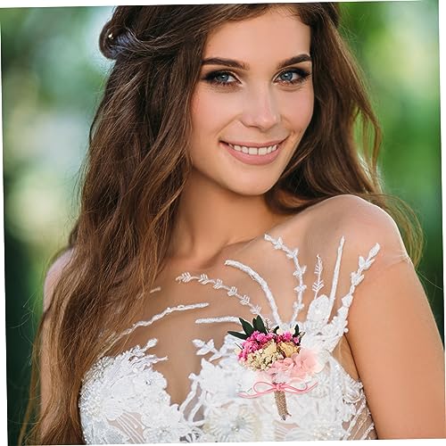 Corsage floral artificial Holibanna para boda miniatura 5