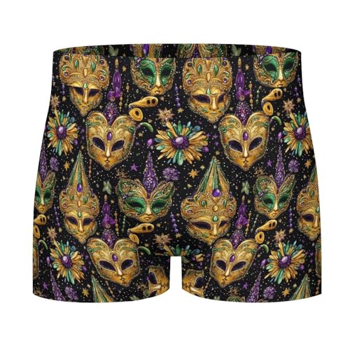 Golden Masquerade Pattern Print Mens Underwear, Soft Boxers for Men, Moisture-Wicking Breathable Boxer Briefs3