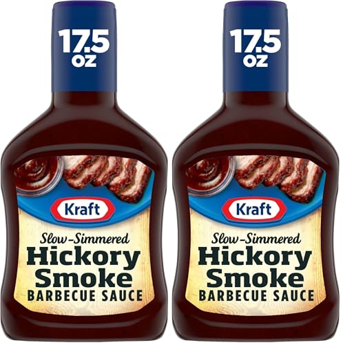 Kraft Hickory Smoke Slow-Simmered Barbecue BBQ Sauce, 17.5 oz Bottle (Pack of 2)