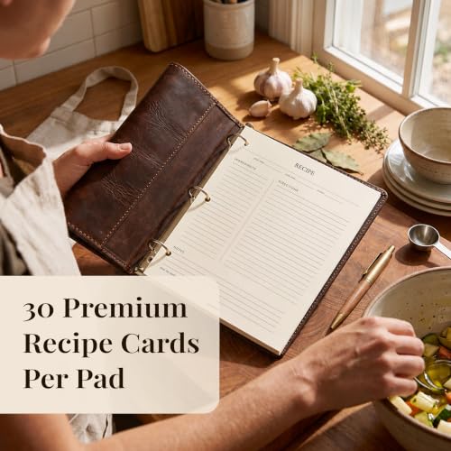 Bloc de recettes blanc cassé en papier premium pour notes culinaires