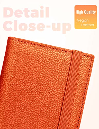 Image of Yarnic Checkbook Cover for Personal Checkbook, Checkbook Holder with Pen Holder & Built-in Clear Plastic Divider for Duplicate Checks (Orange)