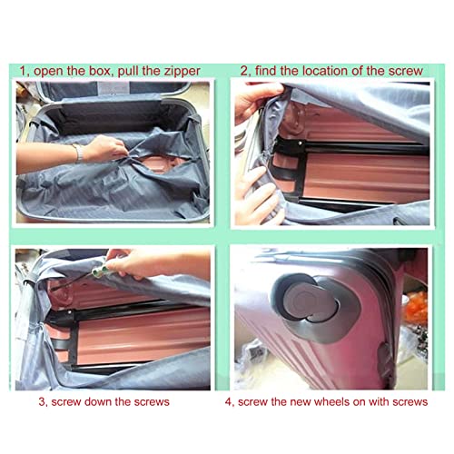 2 pcs Luggage Wheels Replacement 360 Degree Rotation, Lockable Suitcase Caster with Screws for Replacement, Travel Suitcase Silent Wheel Repair Set3