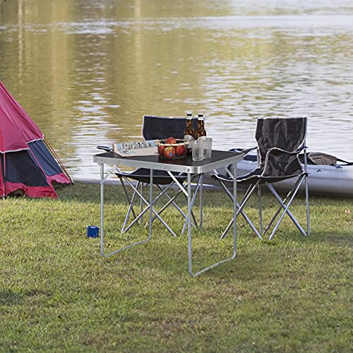 WOLTU Portable Folding Camping Table, Lightweight Aluminum Picnic Table with Handle, Fold Up Garden Table for Outdoor Beach BBQ, 70 x 50 x 60 cm, Black - Image 4