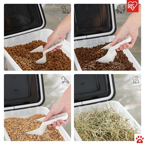 Iris Ohyama Hundefutter Aufbewahrung mit Rollen, 45L+20L, Schwarz, Luftdichte Futterbox, Trockenfutter, Futterbehälter, Für Hunde, Katzen, Tierfutterbehälter, Schaufel, BPA-frei, Futtertonne, ATS-C