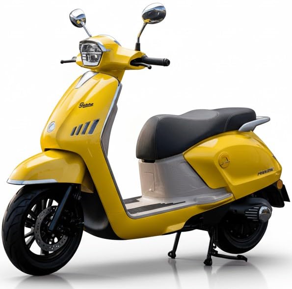 Elektroroller Futura Future E-Roller 3000 Watt 45 km/h herausnehmbarer Akku 80 km Reichweite herausnehmbar 90 km Reichweite Topcase LED Straßenzulassung, gelb