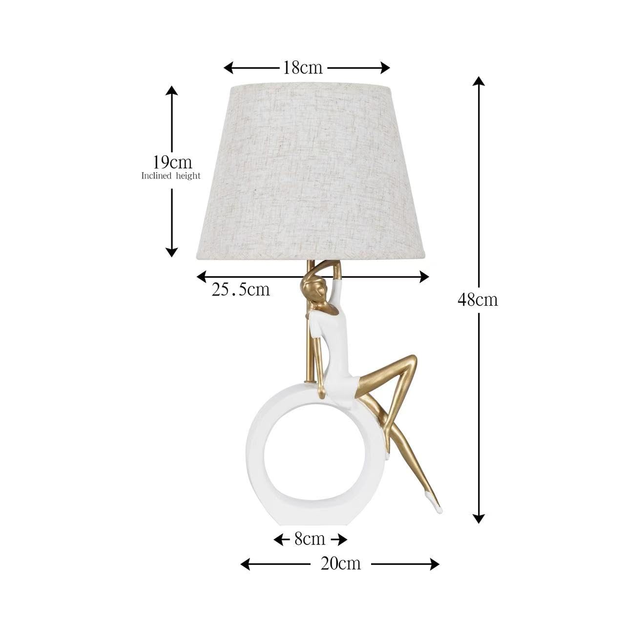 Lámpara de mesa decorativa de 48,3 cm, lámpara de noche moderna con pantalla de lino, base de resina sintética blanca y dorada, incluye fuente de luz LED