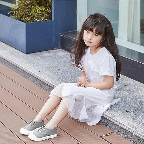 Toddler Kid Canvas Sneaker Boys and Girls Slip On Sneakers Toddler Little Kid Big Kid Sneakers Shoes (Grey, 7 Toddler)3