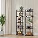 Hosfais Book Shelf Narrow Bookshelf: 5 Tier Wood Bookcase with Metal Edge Protection Industrial Modern Bookshelf Book Storage Organizer for Living Room Bedroom Home Office (Rustic Brown)