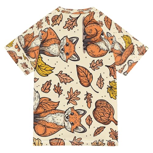 Boys Short Sleeve T-Shirts Red Fox Animal Rashguard Kids Swim Shirts Sun UPF 50+ Multicoloured2