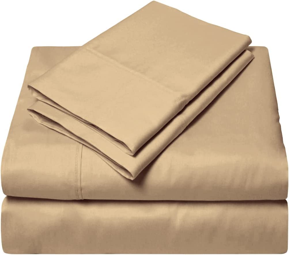 HUNTER BEDDING 100% Organic Bamboo Bed Sheet Set For Superking Size Bed, 40cm Deep Pocket Fitted Sheet, Cooling Sheet Set 4pc - 1 Flat Sheet, 1 Fitted Sheet & 2 Pillowcases - (Taupe Solid, Superking)