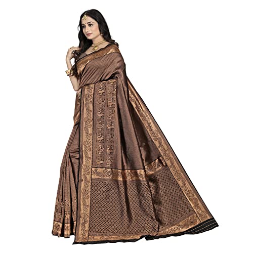 Image of StyleScope Women's Banarasi Silk Jacquard Kanjivaram Saree With Litchi Silk Unstitched Blouse Piece (Silk Diwalii)