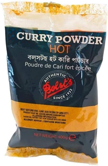 Bolst's Curry Powder Hot | Authentic & Fiery Bangalore Curry Spice | No Preservatives | Blend of Different Spice Powders | Perfect for Soups, Dals & Curries | 400g Bag