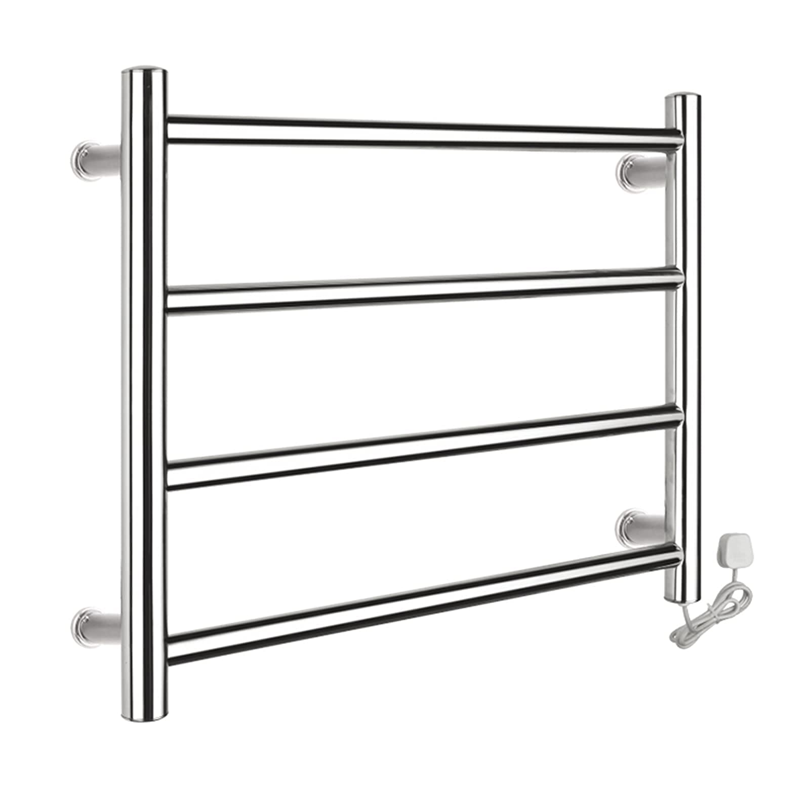 asdchZen Electric, Polished Electric Heated Towel Drying Rack, Wall-Mounted 4 Bar Heated Towel Rail, Bathroom Radiator Towel Shelf,Plug In/Hardwired
