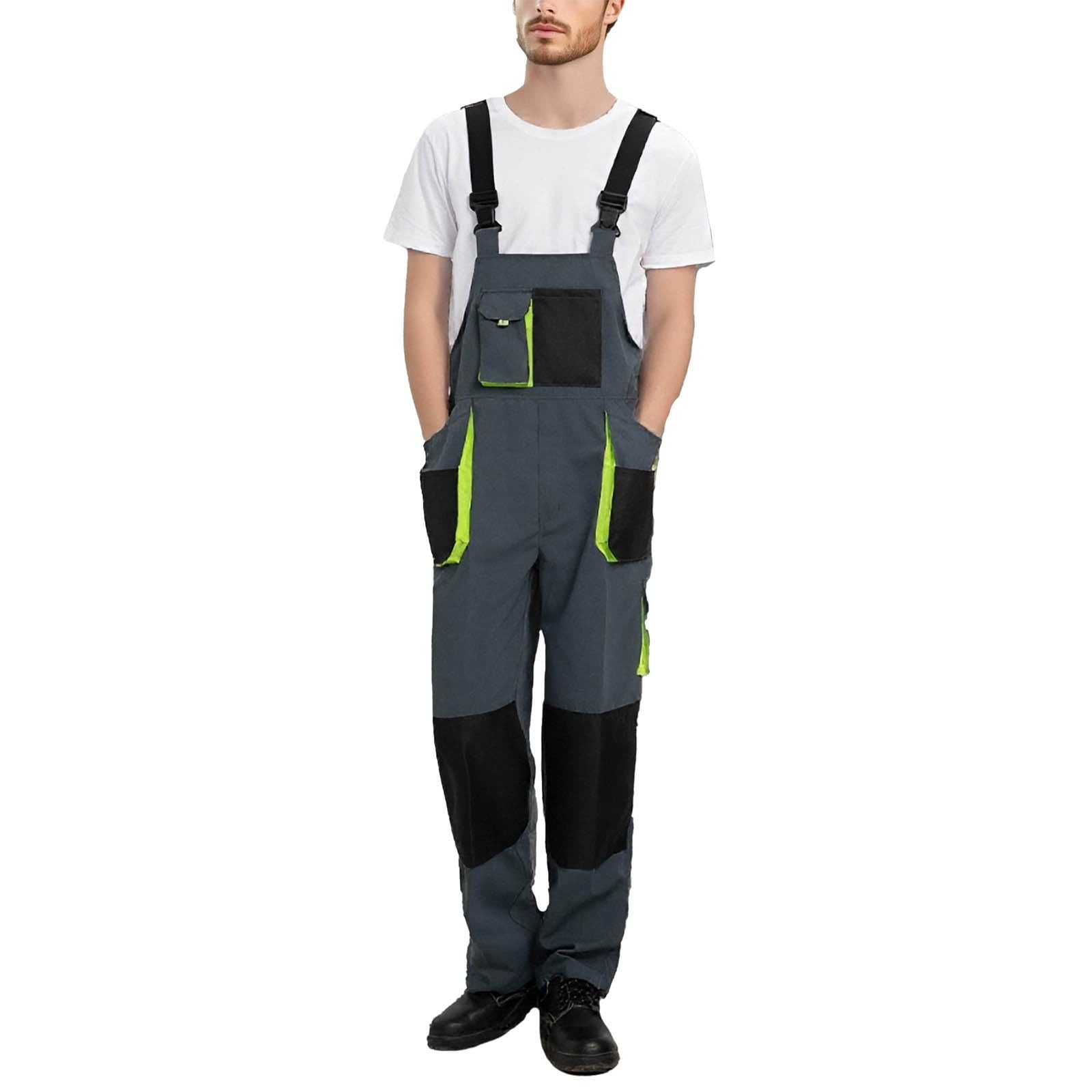 Mono de trabajo para hombre, pantalones largos, ligero y aireado, traje de hombre de basura con bolsillos multifuncionales, ropa de trabajo para artesanos, albañiles, carpinteros