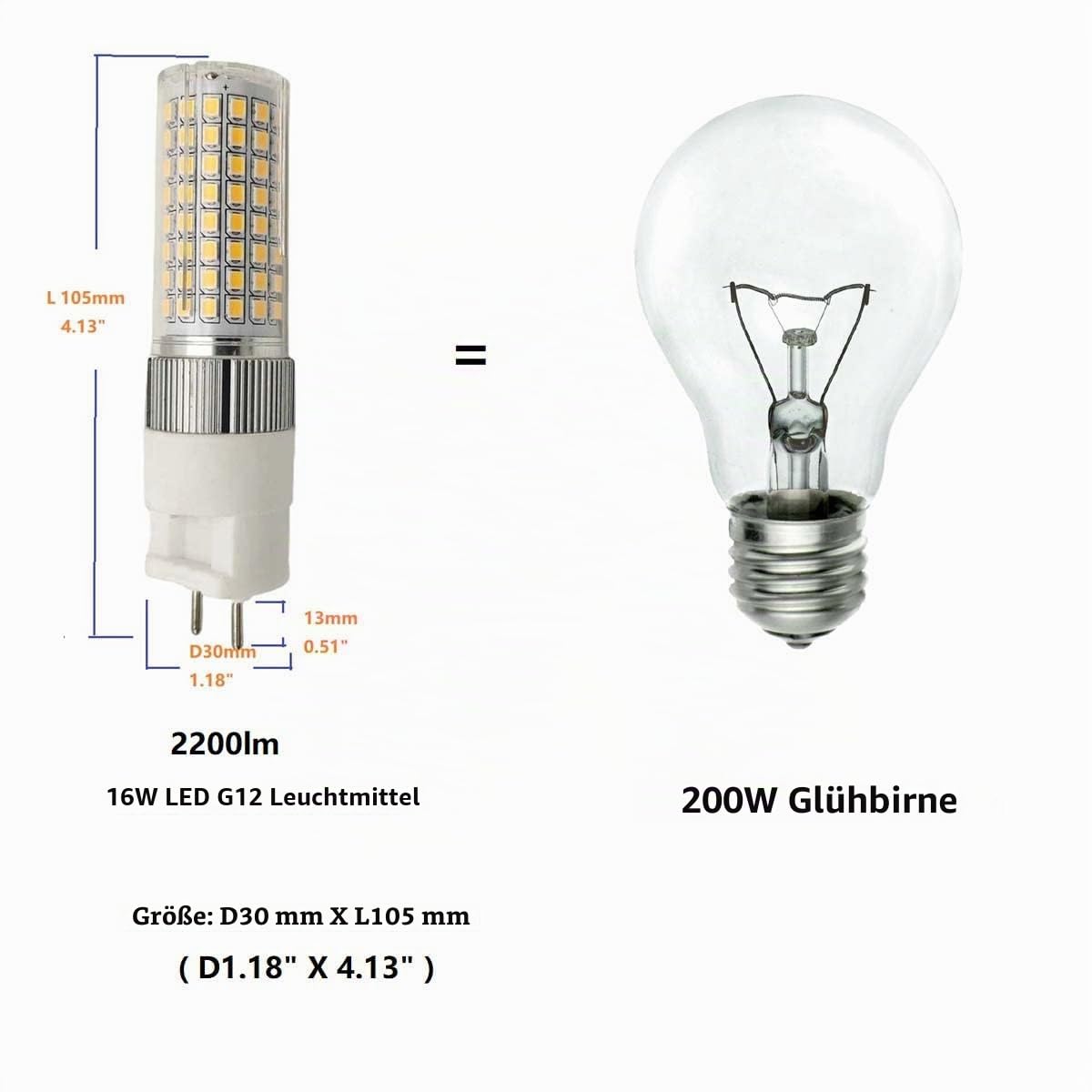 QLEE G12 LED-Leuchtmittel, 16 W, Keramik, Mais Light LED G12 Sockel T6 4000 K Naturweiß entspricht 200 W Lampe 2 Pin Ceilling Light Downlight Office Building Light 4 Stück