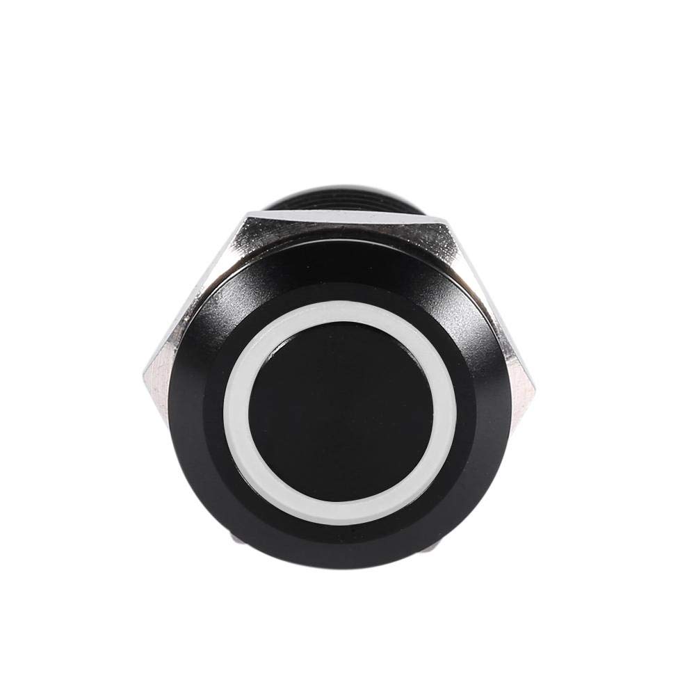 12 mm chwilowy przełącznik przyciskowy 12 V LED światło przełącznik samochodowy metalowy chwilowy włącznik wł./wył. zatrzask (biały)