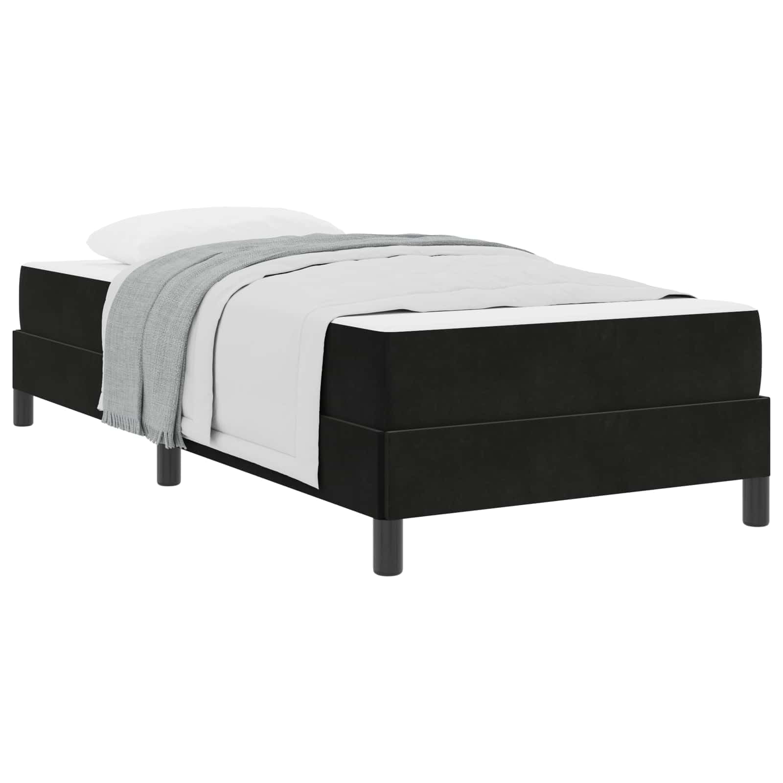 IKAYAA Letto Singolo 100x200 con Materasso e Rete a doghe Letto Singolo Imbottito Struttura Letto Letto per Ragazzi -Nero-100 x 200 cm