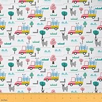 Homemissing Excavator Fabric by The Yard Kids 10 Yards (L920*W150cm) Sheep Upholstery Fabric for Chairs for Boys Girls Teens Trees Waterproof Outdoor Fabric Cartoon car Reupholstery Fabric Decor