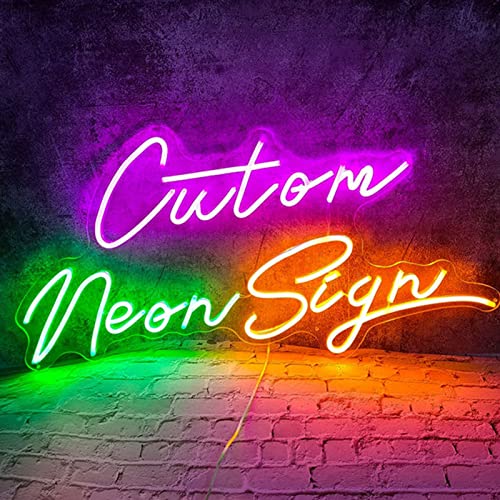Image of Custom Neon Signs, Personalized Led Neon Signs for Wall Decor, Dimmable Name Neon Lights for Birthday Wedding Bedroom Bar Party Company Logo Large Led Signs(10 inch to 60 inch, 1-3 Rows)