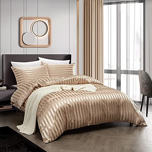 Luofanfei Housse de Couette 240x260 Doré Adulte 2 Personnes Parure de lit Unie Sets de Housse de Couette Modern Ensemble Literie 260x240 avec Fermeture...