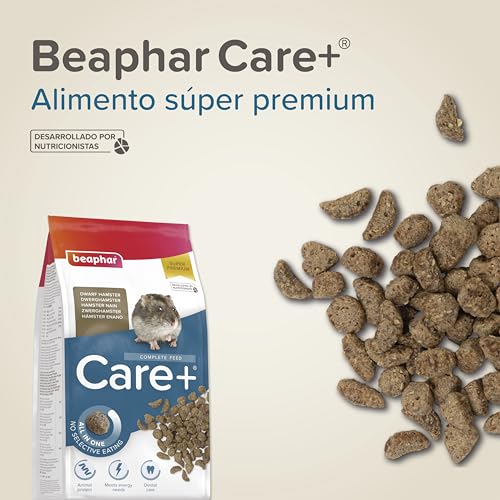 Beaphar Care+ Super Premium-Futter für Zwerghamster - 500 g - Hoher Energiewert - Zahnabfall und ohne Zuckerzusatz - Extrudiertes Futter