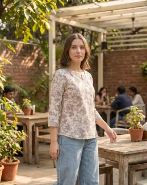 Image of Floral Printed Kurta, Full Sleeve