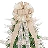 Christmas Tree TopperChristmas Ornament with Glitter Satin Mesh Streamerfor Your Christmas Decor Circle Tree Topper Beige
