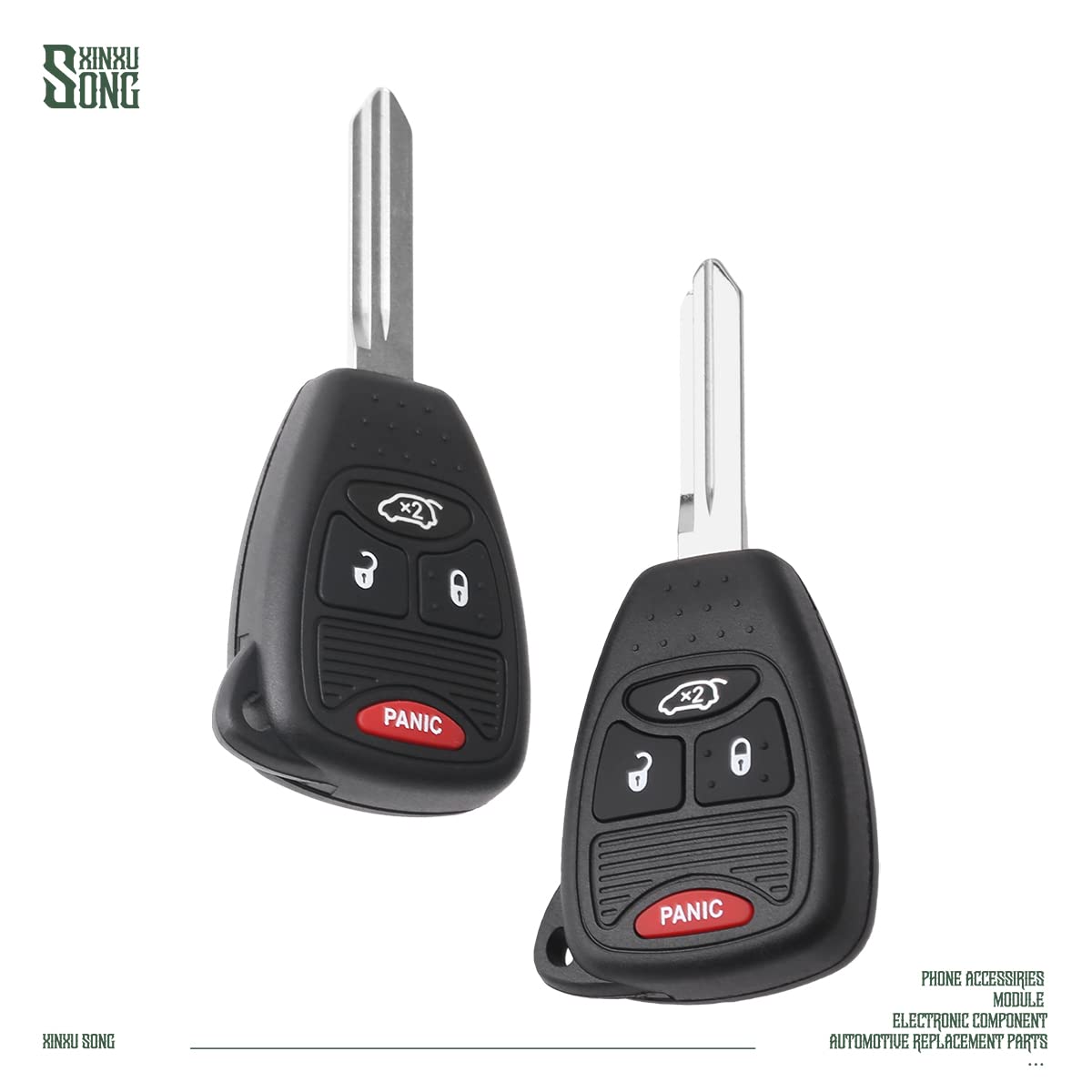 XINXUSONG 2Pcs Car Key Fob Keyless Flip Entry Remote OHT692427AA 4-btn Compatible with Aspen Sebring Avenger Charger Durango Magnum Ram Commander Compass Grand Cherokee OHT692713AA Wrangler
