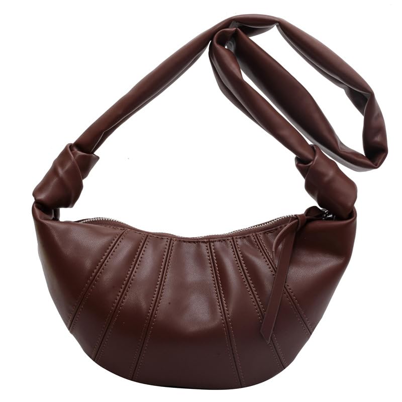 LXJYDN Schultertasche Frauen Weiche Pu Umhängetasche Casual Vielseitige Croissant Knödel Tasche Crossbody Tasche-Kaffee-25 * 16 * 8Cm