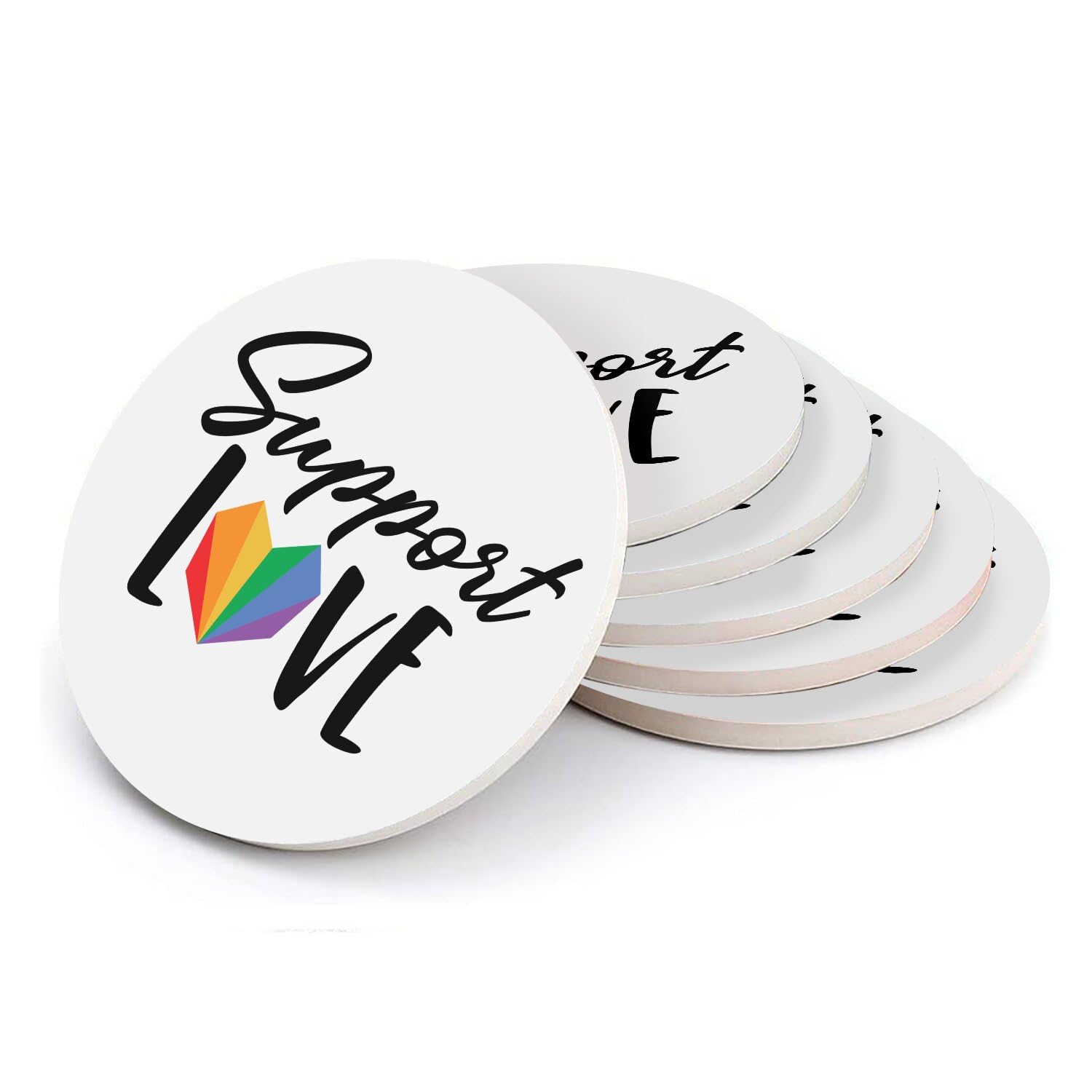 Sous verre ronds en céramique LGBTQ+ : le coffret de 6 parfait pour un cadeau de crémaillère