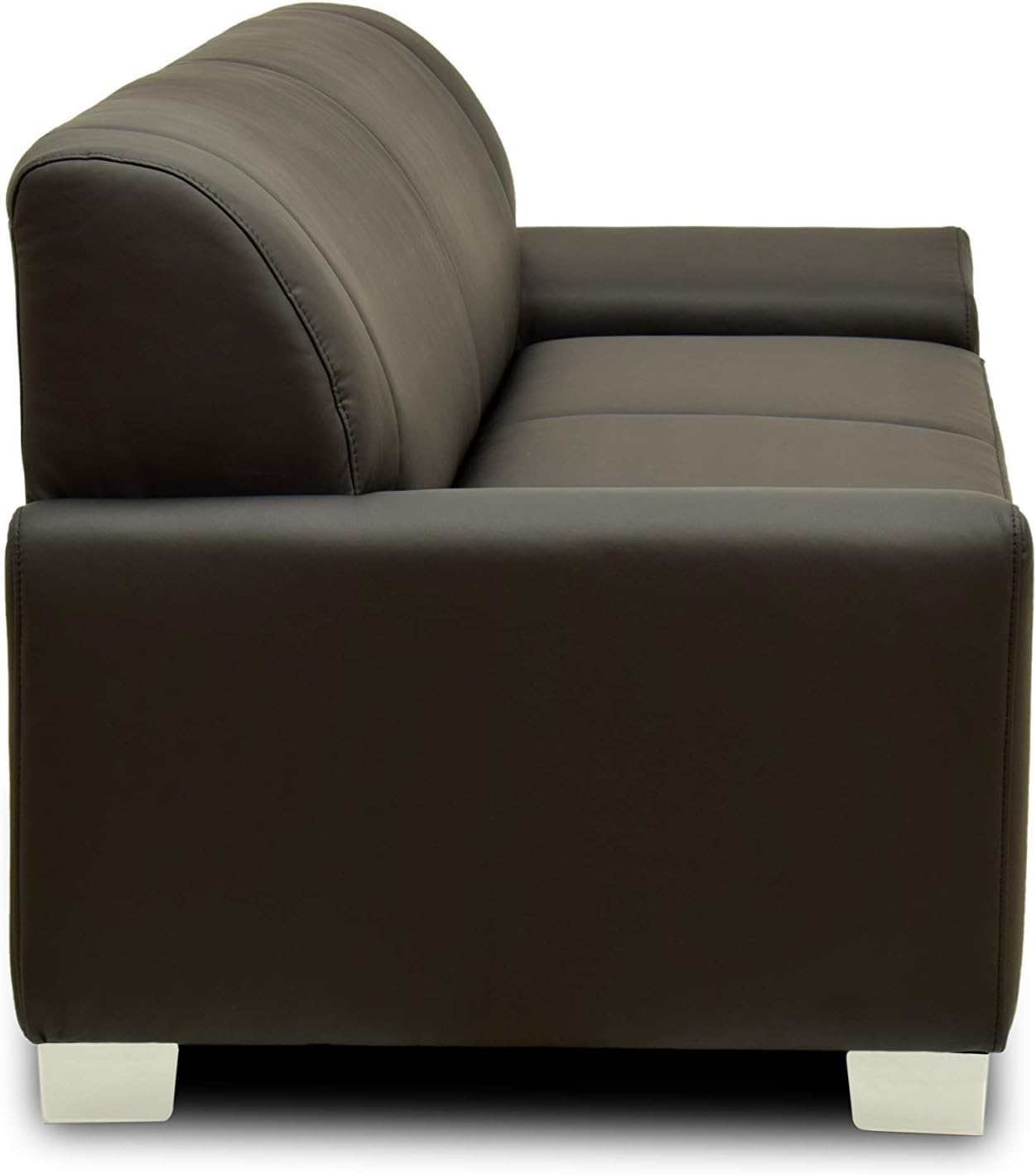 DOMO. collection Sofa Alisson, 3er Couch, 3 Sitzer, 3er Garnitur, Polstergarnitur 199 x 83 x 75 cm (BxTxH), in schwarz | 3 Sitzer aus Kunstleder mit Wellenfederung und Chromfüßen, 203 x 83 x 75 cm (BxTxH)