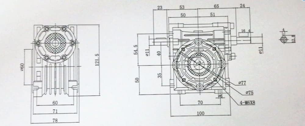 Speed Box NRV040-VS Speed Reducer, Double Input Shaft 11mm Ratio 5:1-100 :1, 90 Degree Worm Gearbox Worm Reducer Reducer Gearhead (Size : Ratio 30 to 1)